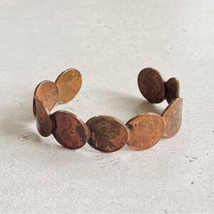 Vintage Penny Cuff Bracelet Handmade Real Coins